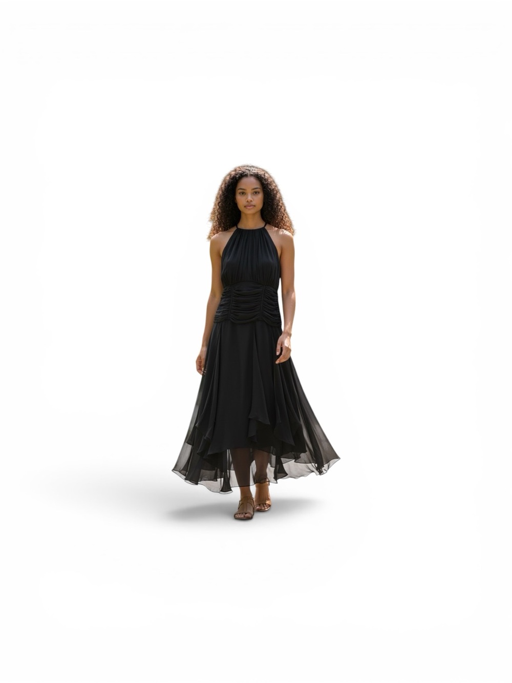Carmen Marc Valvo Black Halter Maxi Dress